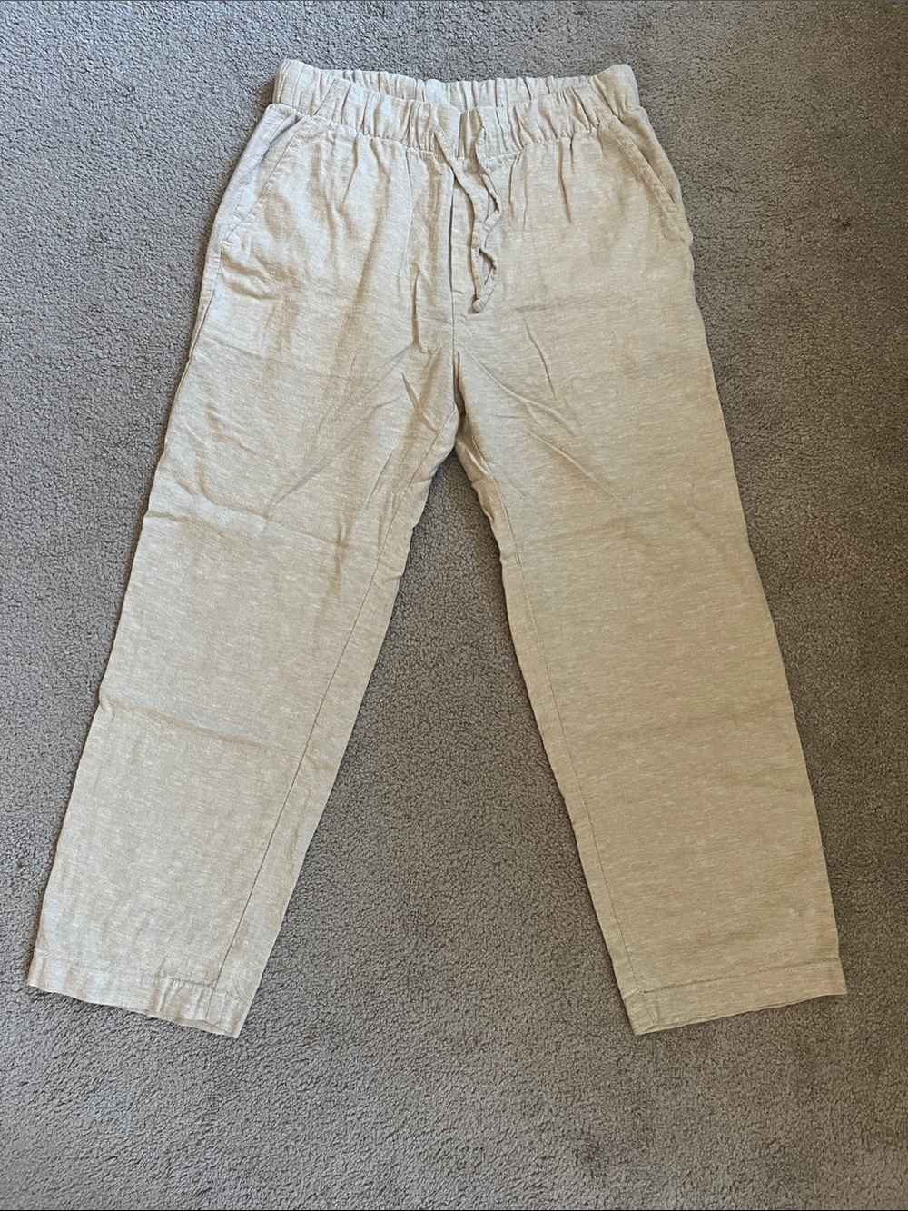 GAP Women’s Beige Drawstring Linen-Blend Pant